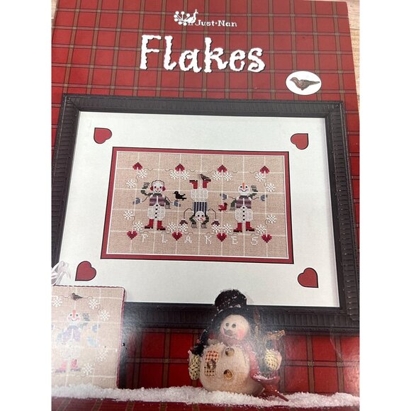 Just Nan Flakes Cross Stitch Pattern Winter Snowmen - Picture 2 of 3